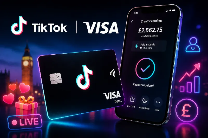 TikTok và Visa ra mắt thẻ ghi nợ giúp creator tại Anh nhận tiền nhanh hơn